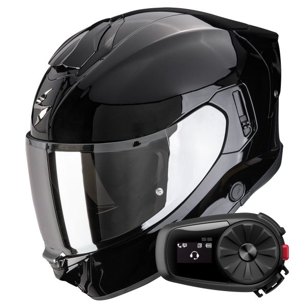Full Face Scorpion Exo 530 Air Solid Black + Kit Bluetooth 5S Solo