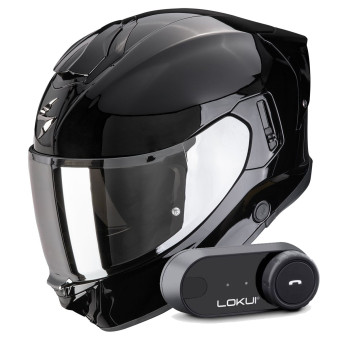 Full Face Scorpion Exo 530 Air Solid Black + Kit Bluetooth Lokui K30