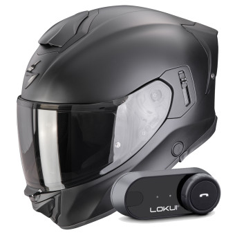 Full Face Scorpion Exo 530 Air Solid Matt Black + Kit Bluetooth Lokui K30