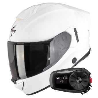Full Face Scorpion Exo 530 Air Solid White + Kit Bluetooth 5S Solo
