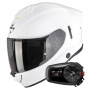 Casque Full Face Scorpion Exo 530 Air Solid White + Kit Bluetooth 5S Solo
