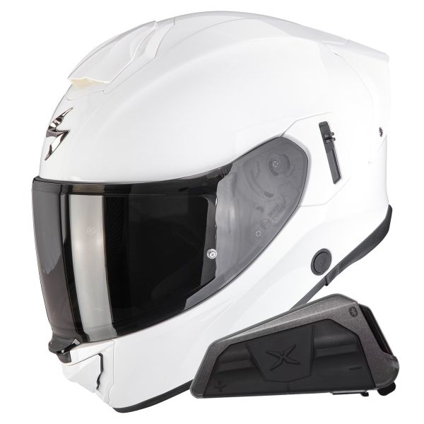 Full Face Scorpion Exo 530 Air Solid White + Kit bluetooth Exo-Com Link-1