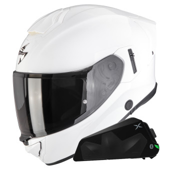 Full Face Scorpion Exo 530 Air Solid White + Kit bluetooth Exo-Com Link-1C