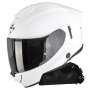 Casque Full Face Scorpion Exo 530 Air Solid White + Kit bluetooth Exo-Com Link-1C
