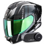 Casque Full Face Scorpion Exo 530 Air Theras Black Chameleon White + Kit Bluetooth Lokui K30