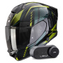 Casque Full Face Scorpion Exo 530 Air Theras Black Green + Kit Bluetooth Lokui K30