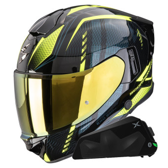 Full Face Scorpion Exo 530 Air Theras Black Neon Yellow + Kit bluetooth Exo-Com Link-1C