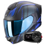 Casque Full Face Scorpion Exo 530 Air Theras Matt Black Blue + Kit Bluetooth 5S Solo