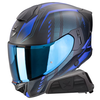 Casque Full Face Scorpion Exo 530 Air Theras Matt Black Blue + Kit bluetooth Exo-Com Link-1 Casque Full Face Scorpion Exo 530 Air Theras Matt Black Blue + Kit bluetooth Exo-Com Link-1