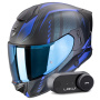 Casque Full Face Scorpion Exo 530 Air Theras Matt Black Blue + Kit Bluetooth Lokui K30