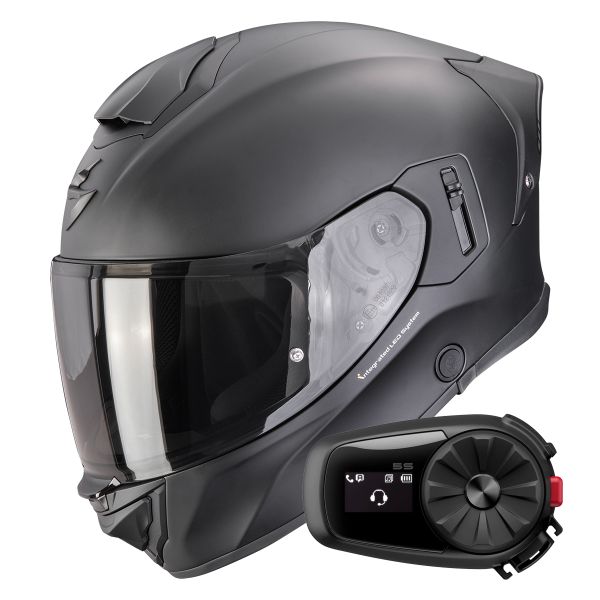 Full Face Scorpion Exo 530 i Air Solid Matt Black + Kit Bluetooth 5S Solo