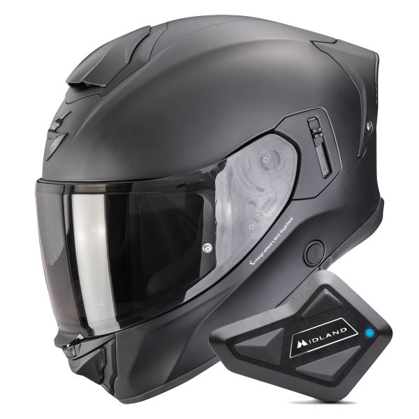 Full Face Scorpion Exo 530 i Air Solid Matt Black + Kit Bluetooth BT Mini