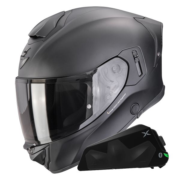 Full Face Scorpion Exo 530 i Air Solid Matt Black + Kit bluetooth Exo-Com Link-1C