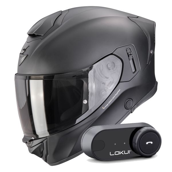 Full Face Scorpion Exo 530 i Air Solid Matt Black + Kit Bluetooth Lokui K30