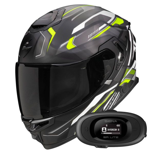 Full Face Scorpion Exo GT SP Air Augusta Black Mat Grey Yellow fluo + Kit bluetooth 5R Lite