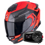 Casque Full Face Scorpion Exo GT SP Air Flex Black Red Fluo + Kit Bluetooth 5S Solo