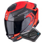 Casque Full Face Scorpion Exo GT SP Air Flex Black Red Fluo + Kit Bluetooth BT Mini