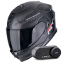 Casque Full Face Scorpion Exo GT SP Air Flex Matt Black Silver + Kit Bluetooth Lokui K30