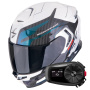 Casque Full Face Scorpion Exo GT SP Air Flex White Chameleon + Kit Bluetooth 5S Solo