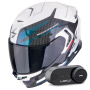 Casque Full Face Scorpion Exo GT SP Air Flex White Chameleon + Kit Bluetooth Lokui K30
