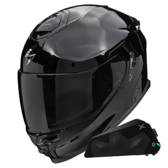 Full Face Scorpion Exo GT SP Air Solid Black + Kit bluetooth Exo-Com Link-1C