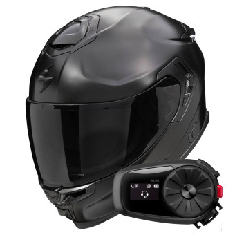 Full Face Scorpion Exo GT SP Air Solid Black Pearl Mat + Kit Bluetooth 5S Solo