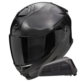 Full Face Scorpion Exo GT SP Air Solid Black Pearl Mat + Kit bluetooth Exo-Com Link-1