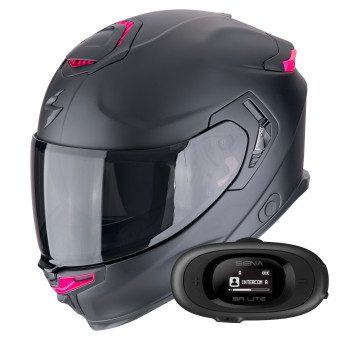 Full Face Scorpion Exo GT SP Air Solid Matt Black Pink + Kit bluetooth 5R Lite Solo