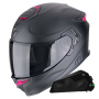 Casque Full Face Scorpion Exo GT SP Air Solid Matt Black Pink + Kit bluetooth Exo-Com Link-1C