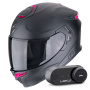 Casque Full Face Scorpion Exo GT SP Air Solid Matt Black Pink + Kit Bluetooth Lokui K30