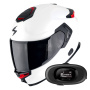 Casque Full Face Scorpion Exo GT SP Air Solid White Pearl Matt + Kit bluetooth 5R Lite Solo