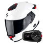 Casque Full Face Scorpion Exo GT SP Air Solid White Pearl Matt + Kit Bluetooth 5S Solo