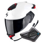 Casque Full Face Scorpion Exo GT SP Air Solid White Pearl Matt + Kit Bluetooth BT Mini