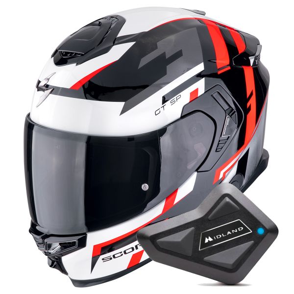 Full Face Scorpion Exo GT SP Air Tornado Black Red + Kit Bluetooth BT Mini