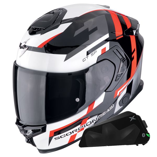 Full Face Scorpion Exo GT SP Air Tornado Black Red + Kit bluetooth Exo-Com Link-1C