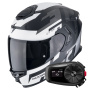Casque Full Face Scorpion Exo GT SP Air Tornado Matt Black Silver + Kit Bluetooth 5S Solo