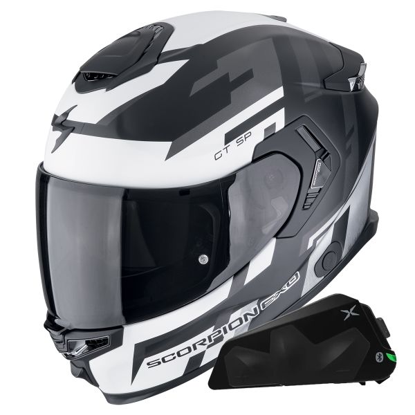 Full Face Scorpion Exo GT SP Air Tornado Matt Black Silver + Kit bluetooth Exo-Com Link-1C