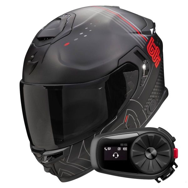 Full Face Scorpion Exo GT SP Air Touradven Black Mat Silver + Kit Bluetooth 5S Solo