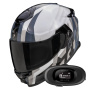 Casque Full Face Scorpion Exo GT SP Air Touradven White Pearl Silver + Kit bluetooth 5R Lite Solo