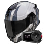 Casque Full Face Scorpion Exo GT SP Air Touradven White Pearl Silver + Kit Bluetooth 5S Solo