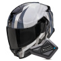 Casque Full Face Scorpion Exo GT SP Air Touradven White Pearl Silver + Kit Bluetooth BT Mini