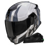 Casque Full Face Scorpion Exo GT SP Air Touradven White Silver + Kit bluetooth Exo-Com Link-1C