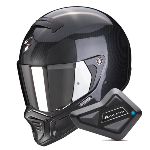 Full Face Scorpion EXO-HX1 Carbon SE Black + Kit Bluetooth BT Mini