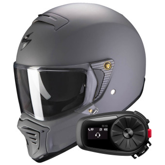 Full Face Scorpion EXO-HX1 Matt Grey Cement + Kit bluetooth 5S