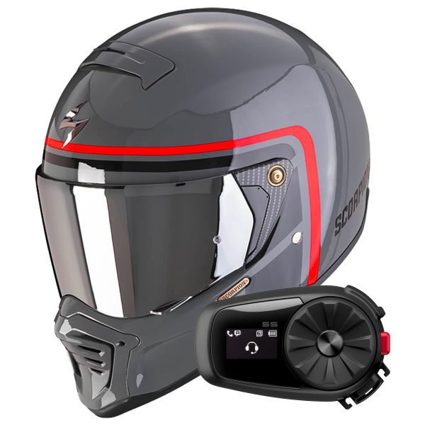 Pack Helmet + Intercom Systems : Scorpion EXO-HX1 Nostalgia Grey Cement ...
