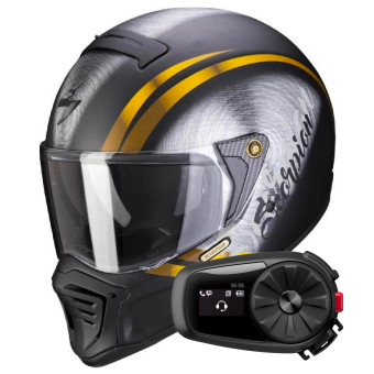 Full Face Scorpion EXO-HX1 OHNO Matt Black Gold + Kit bluetooth 5S