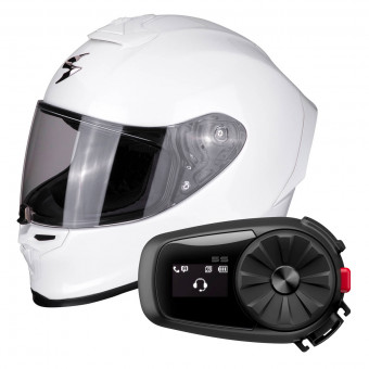 Full Face Scorpion Exo R1 Air Blanc Nacre + Kit Bluetooth 5S
