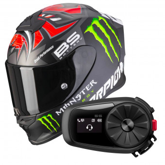 Full Face Scorpion Exo R1 Air Fabio Monster Replica Matt Black Red + Kit Bluetooth 5S