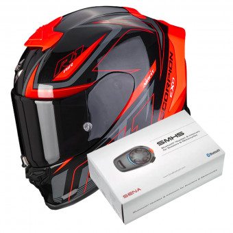 Full Face Scorpion Exo R1 Air Gaz Metal Black Red + Kit Bluetooth SMH5