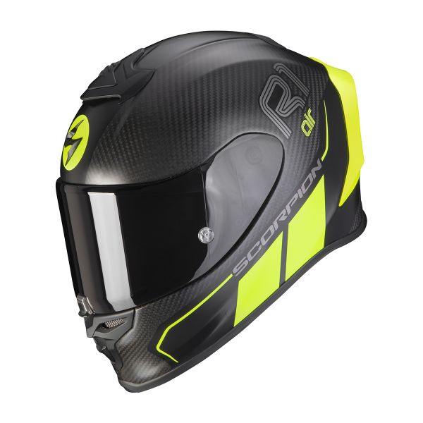 Full Face Scorpion Exo R1 Carbon Air Corpus II Matt Black Neon Yellow